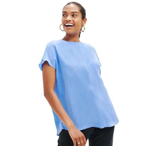 Amour Vert Delilah Cupro Top Sky Periwinkle Purple Boxy Flowy NWT  Sz L - Picture 1 of 6